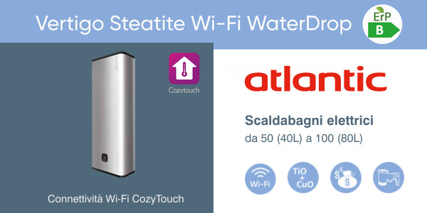 Scaldabagno elettrico Atlantic Vertigo Steatite Wi-Fi WaterDrop