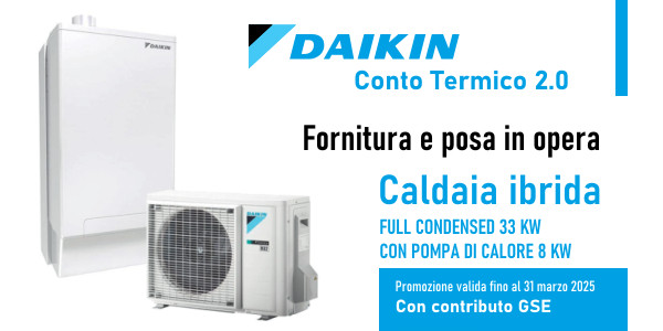 Promozione caldaia ibrida Daikin con pompa di calore in offerta con COnto Termico 2.0